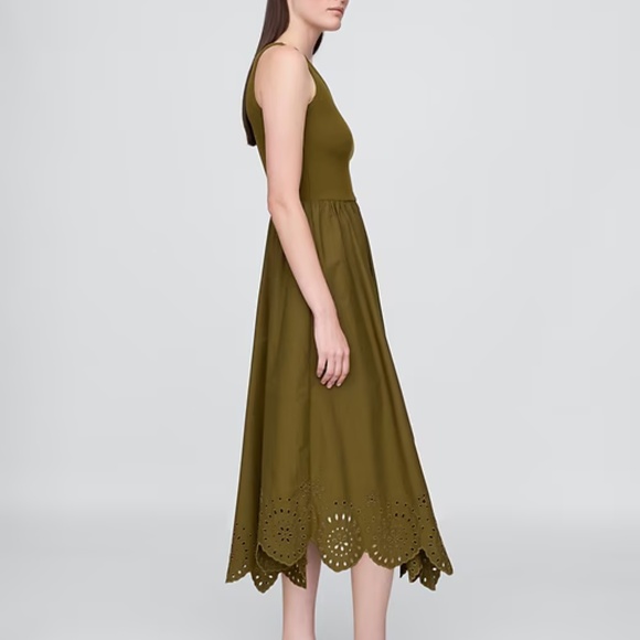 GAP, Size Medium, Olive  Mixed Media Handkerchief Hem Midi Dress - Picture 5 of 5